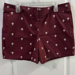 LOFT Burgundy Size 14 Shorts w/ flower Pattern